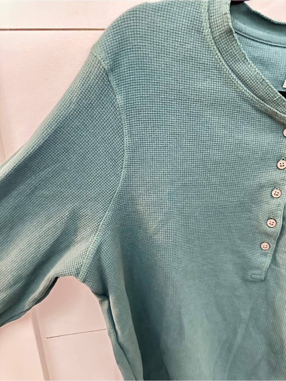 Pact L Green organic cotton 1/2 button waffle long sleeve casual tunic boho - Picture 6 of 10